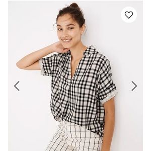 Madewell Button Back Courier Shirt in Plaid / Dots